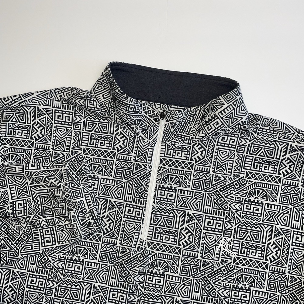 Rhoback Performance 1/4 Zip Mens XL Golf Pullover Black White Aztec Geometric